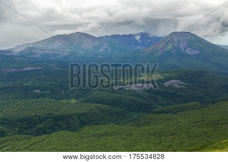 Kronotsky Nature Reserve on Kamchatka Peninsula. View from the helicopter.