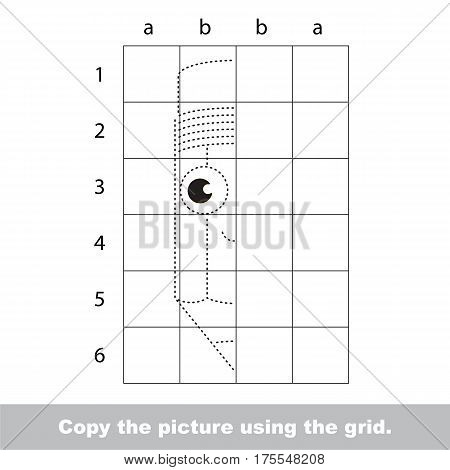Finish the simmetry picture using grid sells, vector kid educational game for preschool kids, the drawing tutorial with easy gaming level for half of Pencil