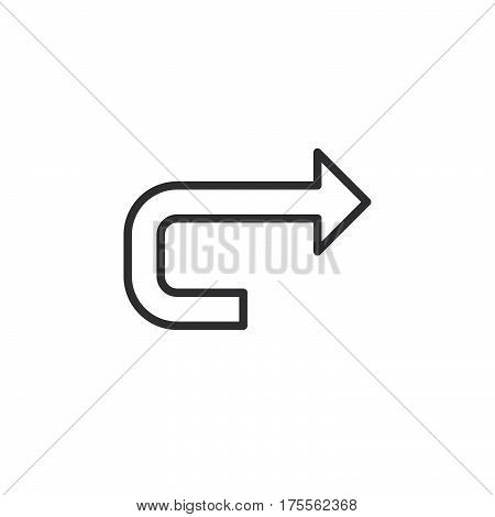 Forward arrow line icon outline vector sign linear style pictogram isolated on white. Redo symbol logo illustration. Editable stroke. Pixel perfect