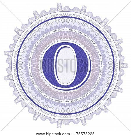 Vector Guilloche Pattern Rosette and border with letter O. Monetary banknote background print. Abstract guilloche letter design.