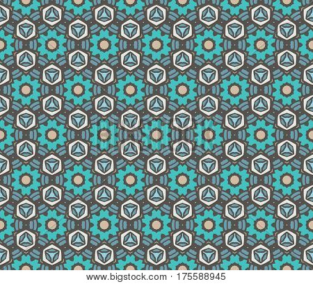 Seamless pattern vector design suface. mosaic tiles blue and white