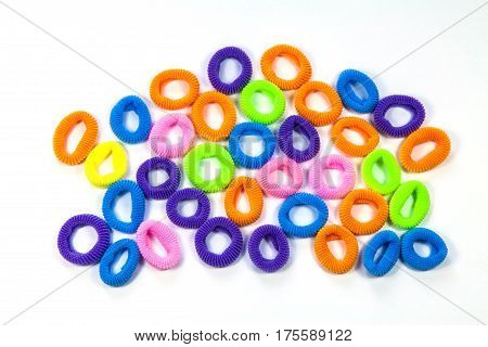Hair elastic bands isolated on the white background