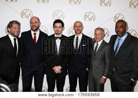 LOS ANGELES - JAN 28: Gary Gilbert, Jordan Horowitz, Damien Chazelle, Fred Berger, Marc Platt, Kenya Barris at the 2017 Producers Guild Awards at Beverly Hilton on January 28, 2017 in Beverly Hills,CA