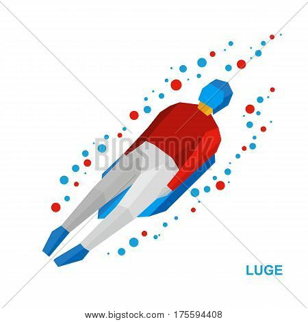 Winter Sports: Luge (sledging). Cartoon Sportsman Sledding