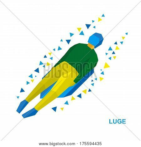 Winter Sports: Luge (sledging). Cartoon Sportsman Sledding