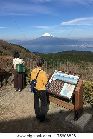 Mt.Fuji and Suruga bay in winter season seen from Top of Mt.Darumayama Izu Shizuoka prefecture