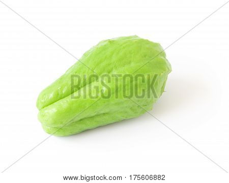 Fresh Chayote on white background, food and vegetable concept