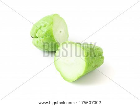 Fresh Chayote on white background, vegetable concept
