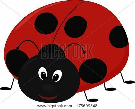Vector illustration of smiling cartoon Lady bug isolated on white