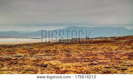 Salt texture inside Dallol volcanic crater in Danakil depression, Afar, Ethiopia