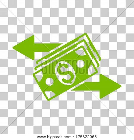 Dollar Banknotes Payments icon. Vector illustration style is flat iconic symbol eco green color transparent background. Designed for web and software interfaces.