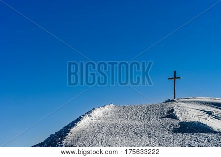 Summit Of The Rock With Big Wooden Cross