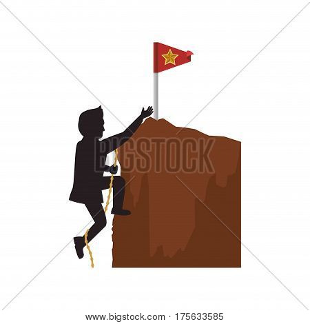 Businessman climbing to success icon vector illustration graphic design