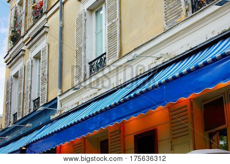 Montmartre place du Tertre Paris facades in the painters barrio of france