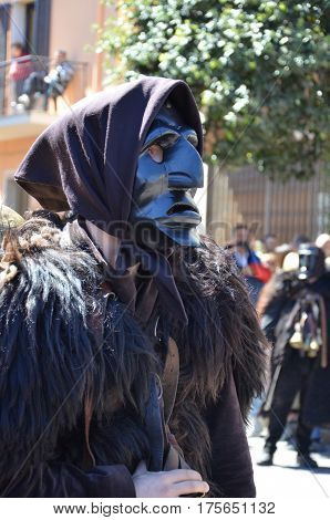 Sardinia, Italy: the old Mamuthones' mask .
