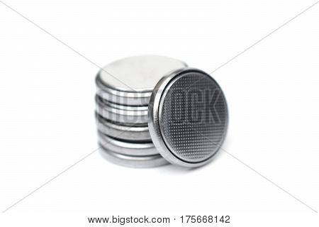 A stack of button cell lithium battery isolated