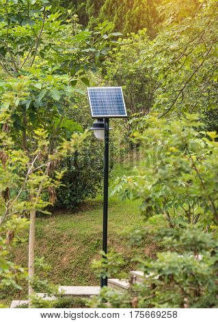 street lamp post with solar panel energy