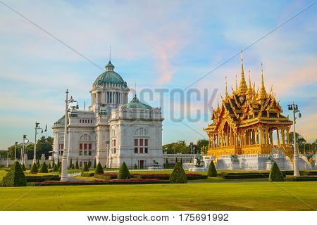 Ananta Samakhom Throne Hall With Barom Mangalanusarani Pavilion At The Royal Dusit Palace In Bangkok