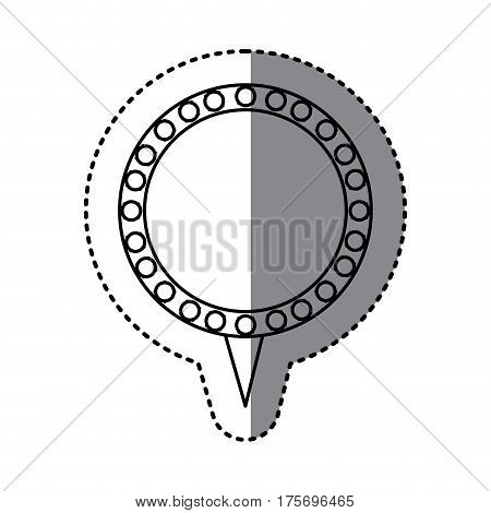 monochrome sticker of circular speech with tail and contour of dots vector illustration