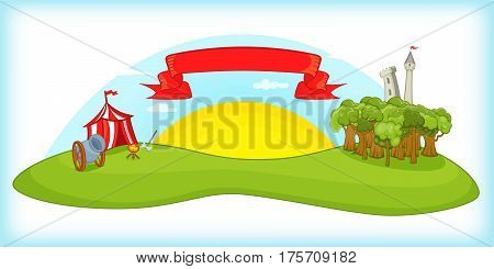 Medieval horizontal banner concept. Cartoon illustration of medieval vector horizontal banner for web
