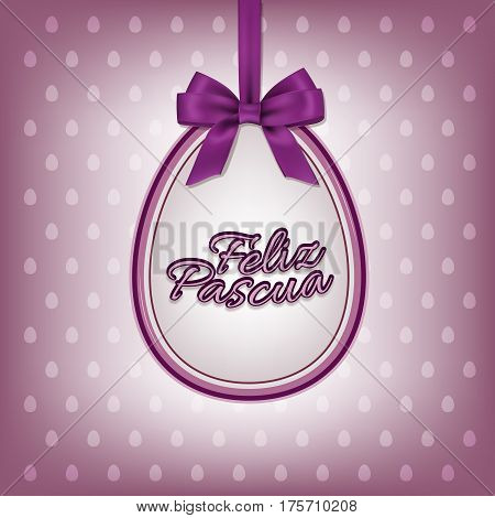 Happy Easter greeting card template with Spanish Feliz Pascua text. Vector illustration.