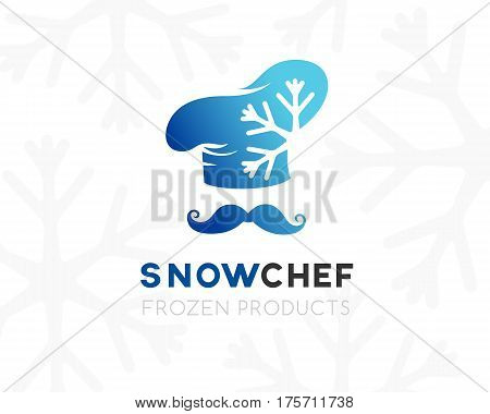 Snow chef logo template. Conceptual icon for frozen products term holding company ice cream store or cafe