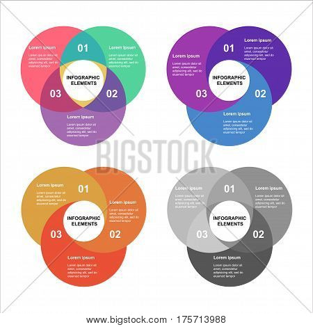 Circle infographics set. Template collection for diagram, graph, presentation and chart. Business concept with 4 options, parts, steps or processes. Abstract background.