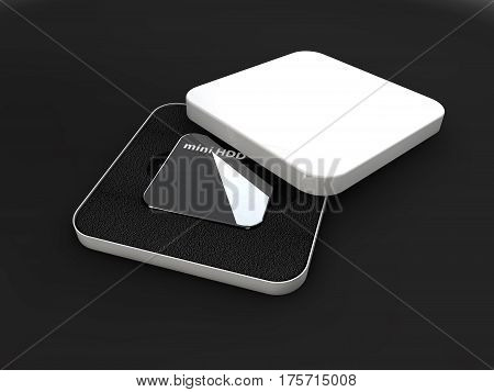 Hdd, mini hard disk drive, components, 3d Illustration, isolated black