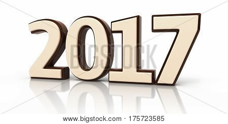 3d render New Year 2017 and chocolate render (isolated on white and clipping path)