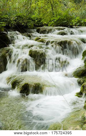 water stream landscape at plitvicka lake national park unesco heritae site plitvice croatia.