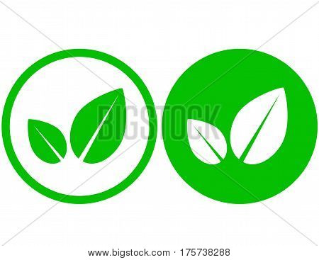 two simple green leaf icons on button