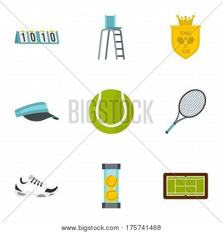 Tennis icons set. Flat illustration of 9 tennis vector icons for web