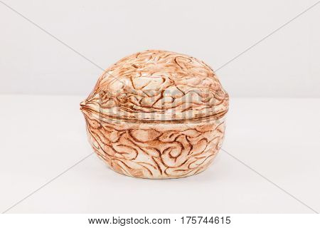 ceramic Nut Serving Dish (brown and white)