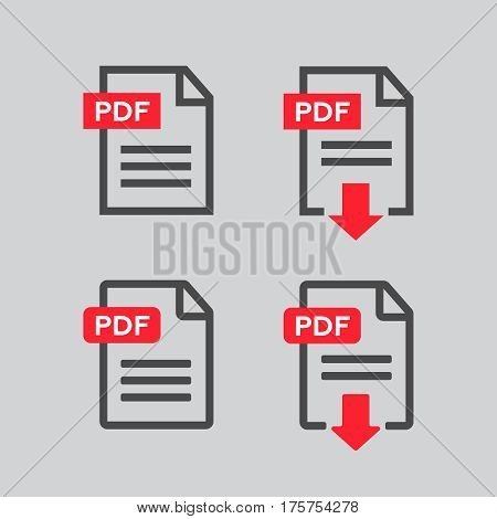 PDF file download icon. Document text symbol web. PDF file vector
