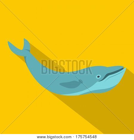 Blue whale icon. Flat illustration of blue whale vector icon for web isolated on yellow background