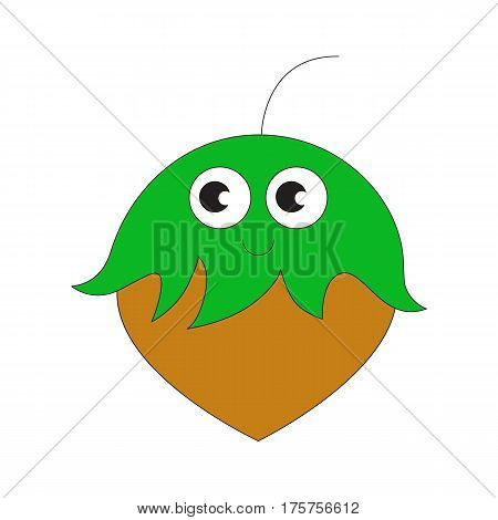 One Funny Hazelnut cartoon. Outlined object with black stroke.