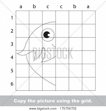 Finish the simmetry picture using grid sells, vector kid educational game for preschool kids, the drawing tutorial with easy game level for half of Hazelnut