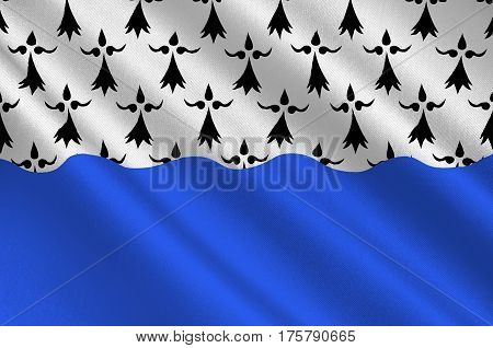 Flag of Morbihan is a department in Brittany situated in the northwest of France. 3D illustration