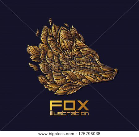 Vector Fox or Wolf Design Icon Logo Luxury Gold. Exclusive modern styled logotype.