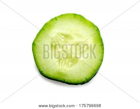 Fresh slice cucumber isolated on white background.