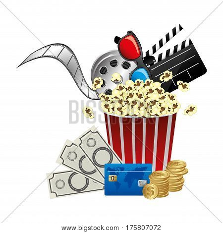 pop corn, clipart movie and money icon, vector illustraction design