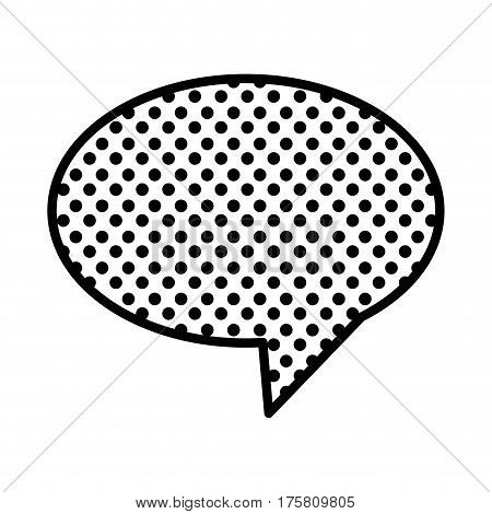 monochrome oval speech with tail and background with dots vector illustration