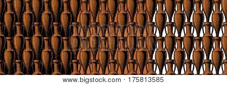 vector seamless pattern with ancient amphora. illustration background in black-figure pottery and red-figure vase painting style.