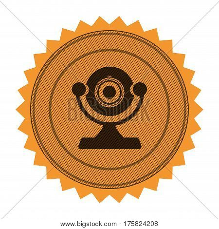 circular frame with contour sawtooth with desktop webcam vector illustration