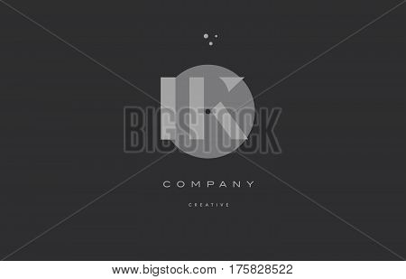 Ik I K  Grey Modern Alphabet Company Letter Logo Icon