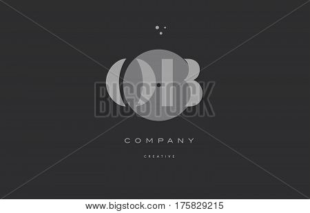 Ob O B  Grey Modern Alphabet Company Letter Logo Icon