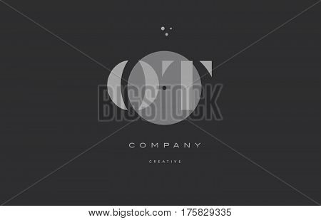 Ot O T  Grey Modern Alphabet Company Letter Logo Icon