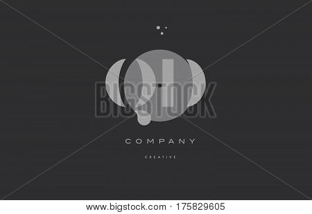 Qd Q D  Grey Modern Alphabet Company Letter Logo Icon