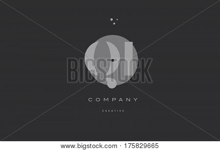 Qi Q I  Grey Modern Alphabet Company Letter Logo Icon