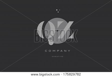 Qz Q Z  Grey Modern Alphabet Company Letter Logo Icon